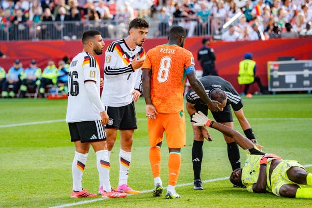 FIFA Fussball Weltmeisterschaft 2026, Gruppe E, Spiel 2, Deutschland vs Elfenbeinküste, 20.06.2026 im Toronto Stadium, Toronto Franck Kessie. Kai Havertz (Deutschland) Deniz Undav (Deutschland) Schiedsrichter
