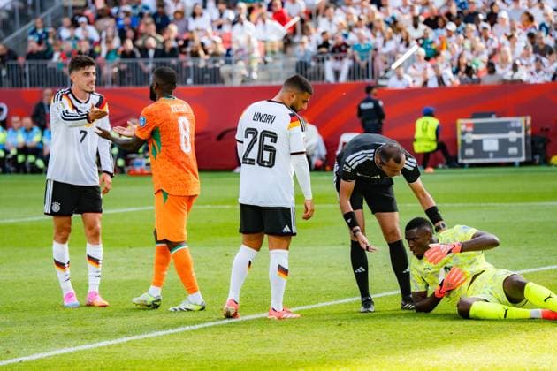 FIFA Fussball Weltmeisterschaft 2026, Gruppe E, Spiel 2, Deutschland vs Elfenbeinküste, 20.06.2026 im Toronto Stadium, Toronto Franck Kessie. Kai Havertz (Deutschland) Deniz Undav (Deutschland) Schiedsrichter