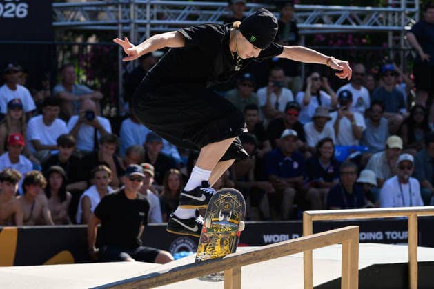 Filipe Mota of Brazil competes in the semi-finals of the men s street skateboard World Cup at Colle Oppio Park in Rome (Italy), June 20, 2026. andreaxstaccioli