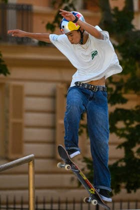 Juni Kang of South Korea competes in the semi-finals of the men s street skateboard World Cup at Colle Oppio Park in Rome (Italy), June 20, 2026. andreaxstaccioli