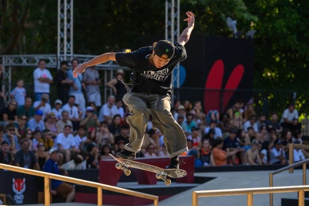 Toa Sasaki of Japan competes in the semi-finals of the men s street skateboard World Cup at Colle Oppio Park in Rome (Italy), June 20, 2026. andreaxstaccioli