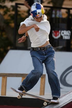 Juni Kang of South Korea competes in the semi-finals of the men s street skateboard World Cup at Colle Oppio Park in Rome (Italy), June 20, 2026. andreaxstaccioli