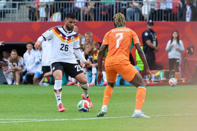 20.06.2026, Fussball, Herren, FIFA Weltmeisterschaft 2026, Vorrunde, Gruppe E, Toronto, Deutschland - Elfenbeinküste, Deniz Undav (Deutschland), Odilon Kossounou (Elfenbeinküste) Toronto BMO Field Ontario Kanada (CAN)