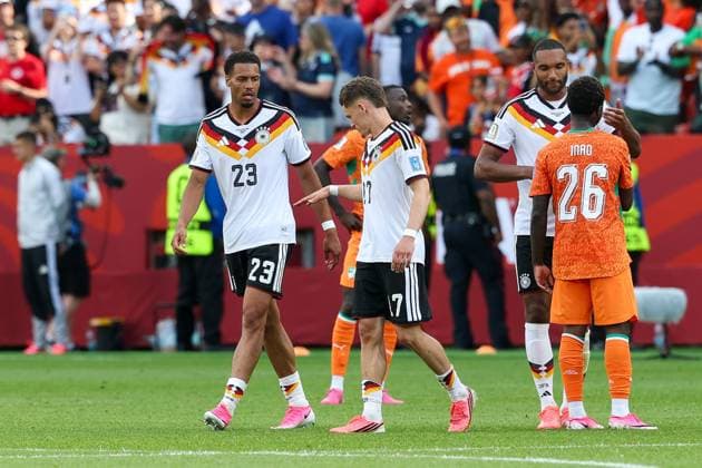 Felix Nmecha 23 (Deutschland), Florian Wirtz 17 (Deutschland), Schlussjubel, Die Mannschaft feiert ihren Sieg, Deutschland vs. Elfenbeinkueste, Fussball, FIFA, Weltmeisterschaft 2026, Gruppenphase, 20.06.2026 Toronto Ontario Kanada