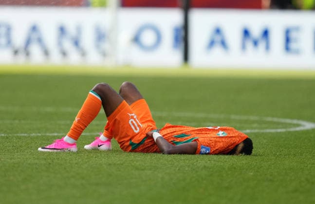 Simon Adingra (Ivory Coast) with post game despair during Germany v Cote D Ivoire, Group E FIFA World Cup, WM, Weltmeisterschaft, Fussball 2026, Toronto Stadium, Toronto, Canada on June 20, 2026. Thor Wegner DeFodi Images. (Photo by DeFodi Images) -