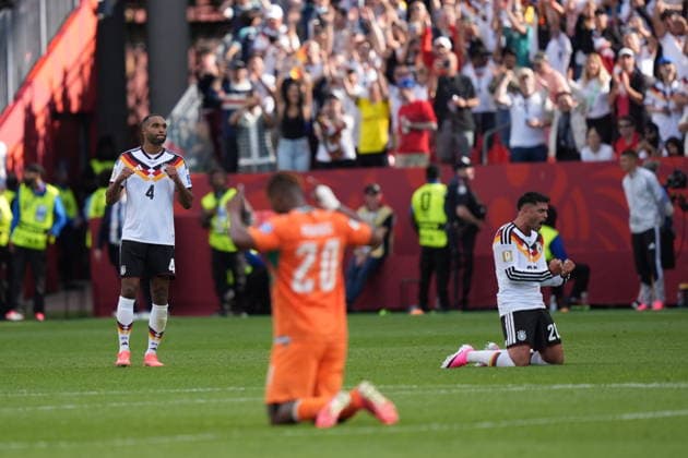 Germany v Ivory Coast - FIFA World Cup, WM, Weltmeisterschaft, Fussball 2026 - Group E TORONTO, CANADA - JUNE 20: Jonathan Tah (L) and Amiri (R) of Germany celebrate after the 2026 FIFA World Cup First Stage Group E match between Germany and Ivory Coast at Toronto Stadium (BMO Field) in Toronto, Ontario, Canada on June 20, 2026. Mert Alper Dervis Anadolu Ontario Canada. Editorial use only. Please get in touch for any other usage.  Copyright: x2026xAnadoluxMertxAlperxDervisx