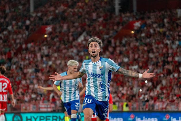 Almeria, Spain - June 20th: David Larrubia (N10) celebrate Malaga’s second goal during the promotion play-off final of La Liga Hypermotion (Segunda Division) match between Almeria and Malaga at UD Almería Stadium on June 20th, 2026 in Almeria, Spain.  Copyright: xAndresxLopezxSheridanxx xSPPx Sportspressphoto_SPR171924