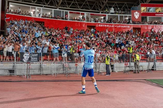 Almeria, Spain - June 20th: David Larrubia (N10) celebrates Malaga’s second goal during the promotion play-off final of La Liga Hypermotion (Segunda Division) match between Almeria and Malaga at UD Almería Stadium on June 20th, 2026 in Almeria, Spain.  Copyright: xAndresxLopezxSheridanxx xSPPx Sportspressphoto_SPR171931