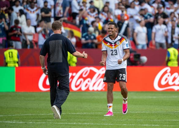 Fußball, Herren, FIFA World Cup, WM, Weltmeisterschaft, Fussball 2026, Spiel in Toronto (Gruppe E, 2. Spieltag), Deutschland - Elfenbeinküste, v. l. Trainer Julian Nagelsmann (Deutschland), Felix Nmecha (Deutschland), Jubel nach Abpfiff, 20.06. 2026,