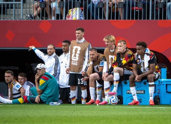 Fußball, Herren, FIFA World Cup, WM, Weltmeisterschaft, Fussball 2026, Spiel in Toronto (Gruppe E, 2. Spieltag), Deutschland - Elfenbeinküste, v. l. David Raum (Deutschland), Torhüter Alexander Nübel (Deutschland), Nico Schlotterbeck (Deutschland), Torhüter Oliver Baumann (Deutschland), Malick Thiaw (Deutschland), Pascal Groß (Deutschland), Waldemar Anton (Deutschland), Nick Woltemade (Deutschland), Maximilian Beier (Deutschland), Assan Ouedraogo (Deutschland), 20.06. 2026,