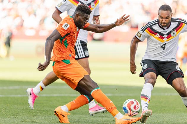 Ange-Yoan Bonny of Ivory Coast contests with Jonathan Tah of Germany during the FIFA World Cup, WM, Weltmeisterschaft, Fussball game between Germany and Ivory Coast at Toronto Stadium on June 20, 2026 in Toronto, Ontario, Canada  Copyright: xCurtisxWongx xSPPx Sportspressphoto_SPR171963