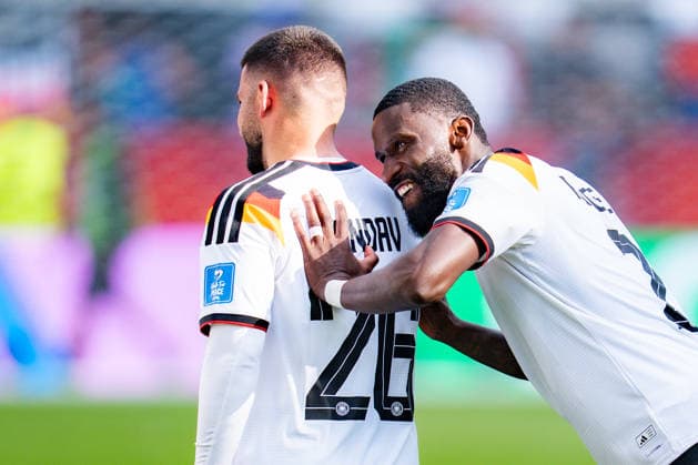 FIFA Fussball Weltmeisterschaft 2026, Gruppe E, Spiel 2, Deutschland vs Elfenbeinküste, 20.06.2026 im Toronto Stadium, Toronto Antonio Rüdiger (Deutschland) Deniz Undav (Deutschland) Leroy Sane (Deutschland)