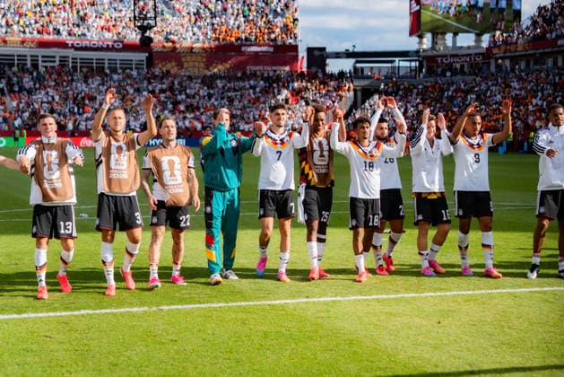 FIFA Fussball Weltmeisterschaft 2026, Gruppe E, Spiel 2, Deutschland vs Elfenbeinküste, 20.06.2026 im Toronto Stadium, Toronto Joshua Kimmich (Deutschland) Pascal Gross (Deutschland) Waldemar Anton (Deutschland) David Raum (Deutschland) Alexander Nübel (Deutschland) Kai Havertz (Deutschland) Asane Ouedraogo (Deutschland) Nathaniel Brown (Deutschland) Deniz Undav (Deutschland) Angelo Stiller (Deutschland) Jamie Leweling (Deutschland) Malick Thiaw (Deutschland)