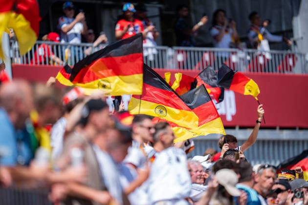 FIFA Fussball Weltmeisterschaft 2026, Gruppe E, Spiel 2, Deutschland vs Elfenbeinküste, 20.06.2026 im Toronto Stadium, Toronto Deutsche Fans Deutschland Fahnen