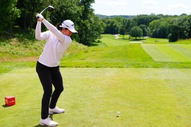 BELMONT, MI - JUNE 20: LPGA, Golf Damen player Jing Yan plays her tee shot on the 12th hole on June 20, 2026, during the third round of the LPGA Meijer LPGA Classic for Simply Give at Blythefield Country Club in Belmont, Michigan. (Photo by Brian Spurlock Icon Sportswire)BELMONT, MI - JUNE 20: LPGA player Jing Yan plays her tee shot on the 12th hole on June 20, 2026, during the third round of the LPGA Meijer LPGA Classic for Simply Give at Blythefield Country Club in Belmont, Michigan. (Photo by Brian Spurlock Icon Sportswire) GOLF: JUN 20 LPGA Meijer LPGA Classic for Simply Give EDITORIAL USE ONLY Icon26062010