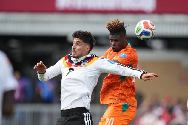 Kai Havertz (Germany) and Emmanuel Agbadou (Ivory Coast) battle for the ball during Germany v Cote D Ivoire, Group E FIFA World Cup, WM, Weltmeisterschaft, Fussball 2026, Toronto Stadium, Toronto, Canada on June 20, 2026. Thor Wegner DeFodi Images. (Photo by DeFodi Images) -