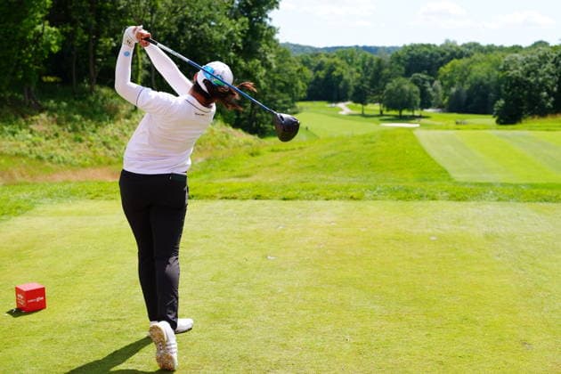 BELMONT, MI - JUNE 20: LPGA, Golf Damen player Jing Yan plays her tee shot on the 12th hole on June 20, 2026, during the third round of the LPGA Meijer LPGA Classic for Simply Give at Blythefield Country Club in Belmont, Michigan. (Photo by Brian Spurlock Icon Sportswire)BELMONT, MI - JUNE 20: LPGA player Jing Yan plays her tee shot on the 12th hole on June 20, 2026, during the third round of the LPGA Meijer LPGA Classic for Simply Give at Blythefield Country Club in Belmont, Michigan. (Photo by Brian Spurlock Icon Sportswire) GOLF: JUN 20 LPGA Meijer LPGA Classic for Simply Give EDITORIAL USE ONLY Icon26062012