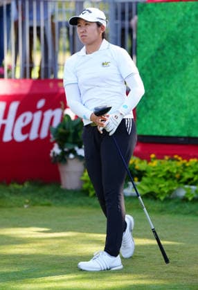 BELMONT, MI - JUNE 20: LPGA, Golf Damen player Jing Yan plays her tee shot on the 18th hole on June 20, 2026, during the third round of the LPGA Meijer LPGA Classic for Simply Give at Blythefield Country Club in Belmont, Michigan. (Photo by Brian Spurlock Icon Sportswire) GOLF: JUN 20 LPGA Meijer LPGA Classic for Simply Give EDITORIAL USE ONLY Icon26062015