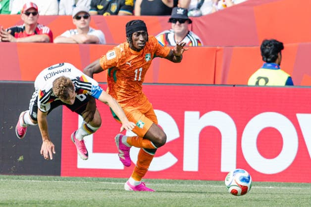 Yan Diomande of Ivory Coast contests with Joshua Kimmich of Germany during the FIFA World Cup, WM, Weltmeisterschaft, Fussball game between Germany and Ivory Coast at Toronto Stadium on June 20, 2026 in Toronto, Ontario, Canada  Copyright: xCurtisxWongx xSPPx Sportspressphoto_SPR172020