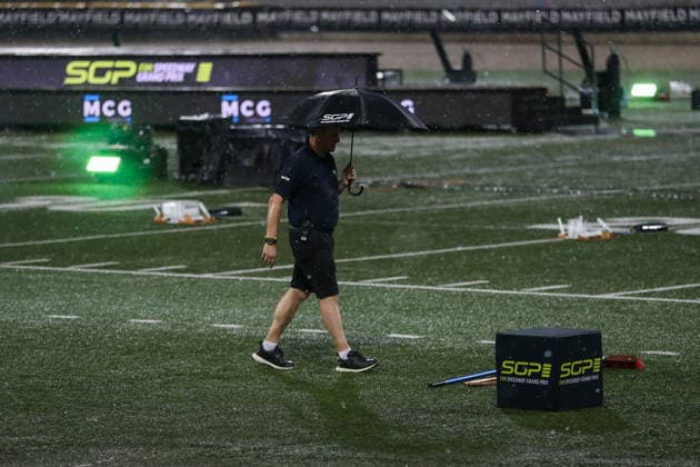 Wroclaw 20.06.2026. Zuzel FIM indywidualne mistrzostwa swiata na zuzlu sezon 2026 --- FIM Speedway Grand Prix season 2026 nz opady deszczu Fot. Kacper Staniec NEWSPIX.PL --- newspix.pl POLAND OUT! 