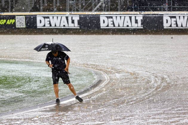 20.06.2026 WROCLAW (POLAND) - STADION OLIMPIJSKI, ZUZEL (SPEEDWAY), INDYWIDUALNE MISTRZOSTWA SWIATA (FIM SPEEDWAY World Championship, WM, Weltmeisterschaft GRAND PRIX 2026) - DEWALT FIM SPEEDWAY GRAND PRIX OF POLAND - WROCLAW NZ OPAD DESZCZU NAD STADIONEM FOTO PAWEL WILCZYNSKI CYFRASPORT NEWSPIX.PL --- newspix.pl POLAND OUT! 