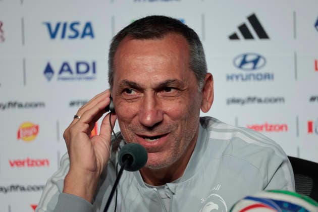 Saudi Arabia head coach Greek Georgios Donis speaks during a press conference, PK, Pressekonferenz ahead of his team s FIFA World Cup, WM, Weltmeisterschaft, Fussball 2026 Group H match against Spain, in Atlanta, USA, 20 June 2026. FIFA World Cup 2026 - Press conference of Saudi Arabia !ACHTUNG: NUR REDAKTIONELLE NUTZUNG!  Copyright: xLavandeiraxJrx GR7013 20260620-55020660735_1