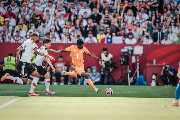 Fußball Herren FIFA Fußball-Weltmeisterschaft 2026 Gruppe E Deutschland vs. Elfenbeinküste 20.06.2026 Schuss von Yan Diomande ( 11, Elfenbeinkueste) Toronto Toronto Stadium Ontario Kanada