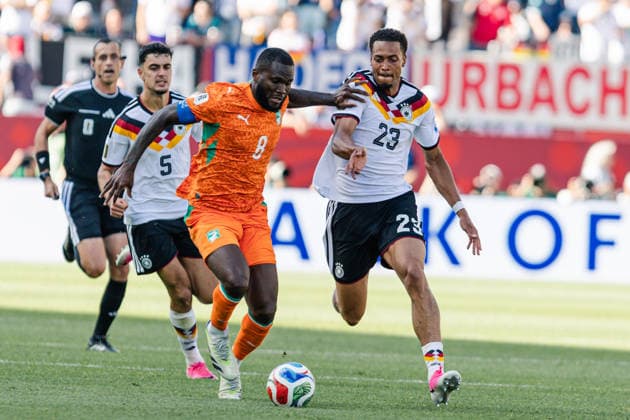 Franck Kessié of Ivory Coast contests with Felix Nmecha of Germany during the FIFA World Cup, WM, Weltmeisterschaft, Fussball game between Germany and Ivory Coast at Toronto Stadium on June 20, 2026 in Toronto, Ontario, Canada  Copyright: xCurtisxWongx xSPPx Sportspressphoto_SPR172063