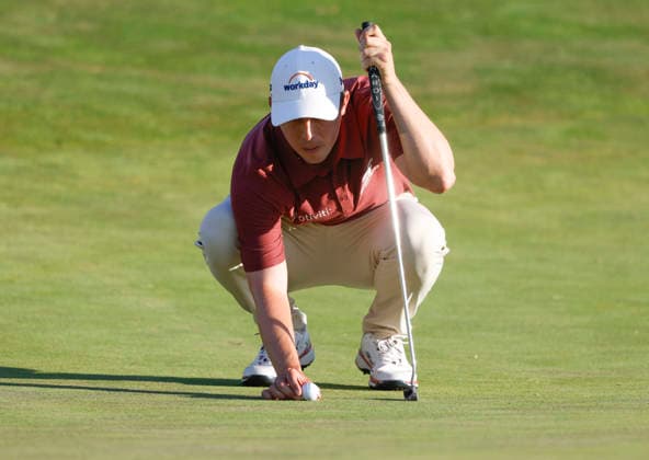 Matt Fitzpatrick of England prepares to putt on the 14th green during the third round of the 126th U.S. Open Golf Championship at Shinnecock Hills Golf Club in Southampton, NY, on Saturday, June 20, 2026.  NYC20260620820 JOHNxANGELILLO