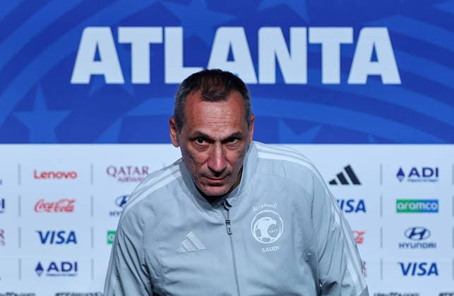 FIFA World Cup, WM, Weltmeisterschaft, Fussball 2026 - Spain press conference, PK, Pressekonferenz Saudi Arabia national soccer team head coach Georgios Donis attends a press conference in Atlanta, Georgia, USA, Saturday, 20 June 2026. Spain will face Saudi Arabia on 21 June in a FIFA World Cup 2026 Group H match. ATLANTA United States  Copyright: xRONALDxWITTEKx