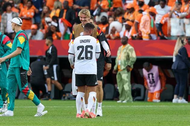 Nick Woltemade 11 (Deutschland), Deniz Undav 26 (Deutschland), Schlussjubel, Die Mannschaft feiert ihren Sieg, Deutschland vs. Elfenbeinkueste, Fussball, FIFA, Weltmeisterschaft 2026, Gruppenphase, 20.06.2026 Toronto Ontario Kanada