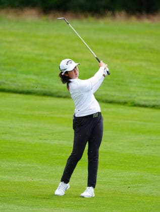 BELMONT, MI - JUNE 20: LPGA, Golf Damen player Jing Yan plays an iron shot on the 10th hole on June 20, 2026, during the third round of the LPGA Meijer LPGA Classic for Simply Give at Blythefield Country Club in Belmont, Michigan. (Photo by Brian Spurlock Icon Sportswire) GOLF: JUN 20 LPGA Meijer LPGA Classic for Simply Give EDITORIAL USE ONLY Icon26062039