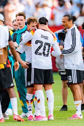 FIFA Fussball Weltmeisterschaft 2026, Gruppe E, Spiel 2, Deutschland vs Elfenbeinküste, 20.06.2026 im Toronto Stadium, Toronto Joshua Kimmich (Deutschland) Nadiem Amiri (Deutschland) Leroy Sane (Deutschland) *** 2026 FIFA World Cup, Group E, Match 2, Germany vs. Ivory Coast, June 20, 2026, at Toronto Stadium, Toronto Joshua Kimmich (Germany) Nadiem Amiri (Germany) Leroy Sané (Germany),detected_source_language Copyright: xBahhoxKarax