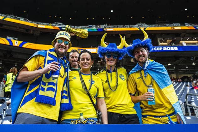 Fans of Sweden show their support during the FIFA World Cup, WM, Weltmeisterschaft, Fussball 2026 Group F match between Netherlands and Sweden at Houston Stadium on June 20th,2026 (Photo by Joao Bravo Sports Press Photo)  Copyright: xJoaoxBravo SportsxPressxPhotox Sportspressphoto_SPR172184