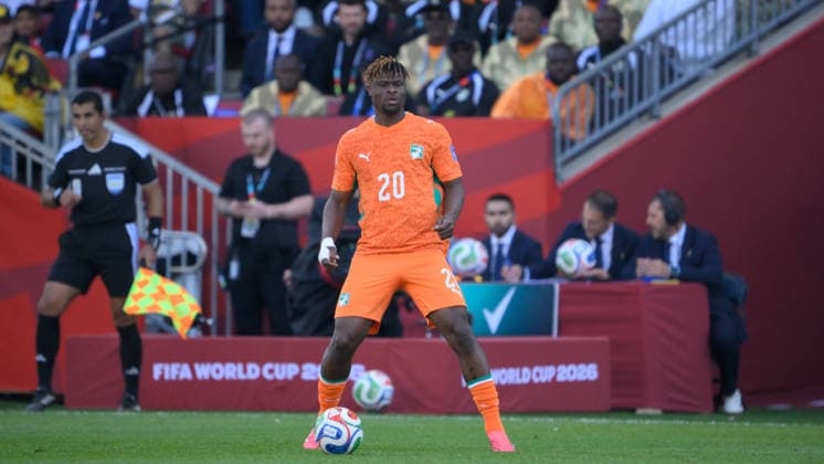 June 20, 2026, Toronto, Ontario, Canada: Emmanuel Agbadou ( 20) of CÃ te d Ivoire controls the ball during the 2026 FIFA World Cup, WM, Weltmeisterschaft, Fussball game between Germany and CÃ te d Ivoire at Toronto Stadium. Sports News - June 20, 2026  - ZUMAv136 20260620_zsp_v136_057 Copyright: xJeffxVoganx