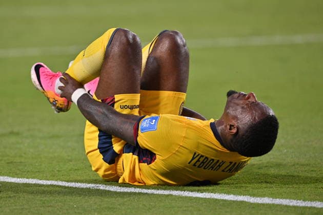 FIFA World Cup, WM, Weltmeisterschaft, Fussball 2026 - Group E - Ecuador vs Curacao John Yeboah of Ecuador falls on the ground during the FIFA World Cup 2026 group stage match Ecuador against Curacao, in Kansas City, USA, 20 June 2026. KANSAS CITY United States  Copyright: xAMYxKONTRASx
