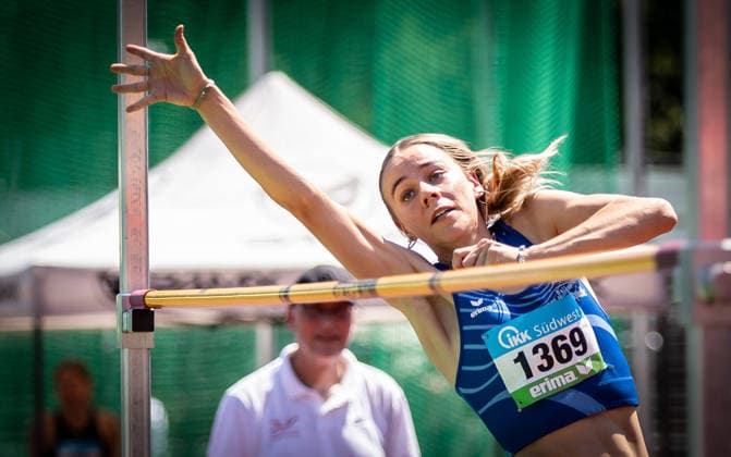Süddeutsche Meisterschaften 2026 Aktive und Jugend U18; Koblenz, 20.06.2026 Alina Etzel (WGL Schwäbisch Hall) im Hochsprung der Frauen; Süddeutsche Meisterschaften Aktive und Jugend U18 am 20.06.2026 im Stadion Oberwerth in Koblenz (Rheinland-Pfalz). *** 2026 Southern German Championships (Adult and U18 Youth) in Koblenz, June 20, 2026 Copyright: xBEAUTIFULxSPORTS R.xSchmittx