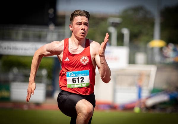 Süddeutsche Meisterschaften 2026 Aktive und Jugend U18; Koblenz, 20.06.2026 Levin Hesse (Eintracht Frankfurt e.V.) im 100m-Sprint der Männlichen Jugend U18; Süddeutsche Meisterschaften Aktive und Jugend U18 am 20.06.2026 im Stadion Oberwerth in Koblenz (Rheinland-Pfalz). *** 2026 South German Championships (Senior and U18 Youth) Koblenz, June 20, 2026 Copyright: xBEAUTIFULxSPORTS R.xSchmittx