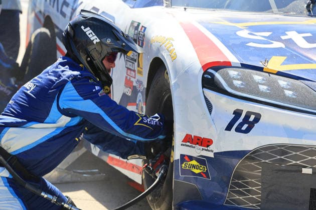 SAN DIEGO, CA - JUNE 20: William Sawalich ( 18 Joe Gibbs Racing Starkey Hearing Toyota) pits his car during the NASCAR, Motorsport, USA Cup Series Anduril 250 Race the Base race on Saturday June 20, 2026 at Naval Base Coronado in San Diego, CA. (Photo by David J. Griffin Icon Sportswire) AUTO: JUN 20 NASCAR Cup Series Anduril 250 Race the Base EDITORIAL USE ONLY Icon9532606205065