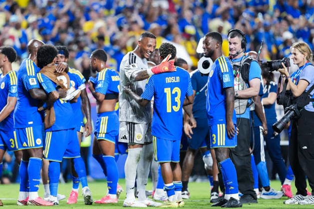 Eloy Room of Curacao (C) and Tyrese Noslin of Curacao (R) celebrate after the 0-0 draw during a FIFA Men’s World Cup 2026 Group Stage football match between Ecuador and Curacao at Kansas City Stadium, in Kansas City on June 20th 2026 (Photo by Alexandra Fechete SPP)  Copyright: xAlexandraxFechete SPPx Sportspressphoto_SPR172352