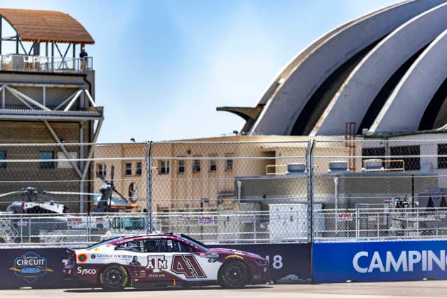 SAN DIEGO, CA - JUNE 20: Cole Custer of the 41 Haas Factory Team Texas A&M Chevrolet at turn 8 during qualifying for the Anduril 250 NASCAR, Motorsport, USA Cup Series Race, Saturday, June 20, 2026, at Naval Base Coronado in San Diego, California. (Photo by Tony Ding Icon Sportswire) AUTO: JUN 20 NASCAR Cup Series Anduril 250 Race the Base EDITORIAL USE ONLY Icon46520260620026250