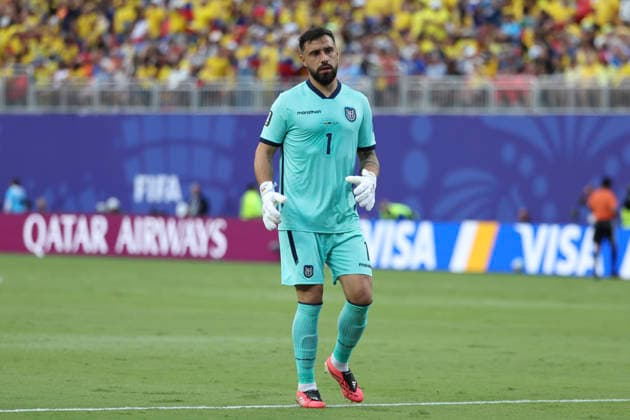 KANSAS CITY, MO - JUNE 20: Hernan Galindez 1 of Ecuador in the first half of the FIFA World Cup, WM, Weltmeisterschaft, Fussball 2026 Group E match between Ecuador and Curacao on June 20, 2026 at Kansas City Stadium in Kansas City, MO. (Photo by Scott Winters Icon Sportswire) SOCCER: JUN 20 FIFA World Cup 26 Group E - Ecuador vs Curacao EDITORIAL USE ONLY Icon2606200382