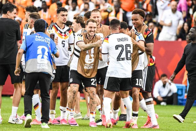 Germany national team, Nationalteam vs Ivory Coast National Team. FIFA World Cup, WM, Weltmeisterschaft, Fussball 2026 Group E match. Germany National Team players celebrate the victory with Deniz UNDAV (26) after the match played between the National Teams of Germany and Cote dIvoire. FIFA World Cup 2026 Group E match, played on 20.06.26 at the Toronto Stadium in Toronto, Ontario, Canada. Photo Jose Campos PMEimages Copyright: xJosexCamposx xPMEimagesx