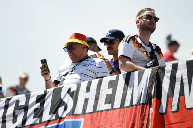 Germany national team, Nationalteam vs Ivory Coast National Team. FIFA World Cup, WM, Weltmeisterschaft, Fussball 2026 Group E match. Germany National Team supporters celebrating during the match played between the National Teams of Germany and Cote dIvoire. FIFA World Cup 2026 Group E match, played on 20.06.26 at the Toronto Stadium in Toronto, Ontario, Canada. Photo Jose Campos PMEimages Copyright: xJosexCamposx xPMEimagesx