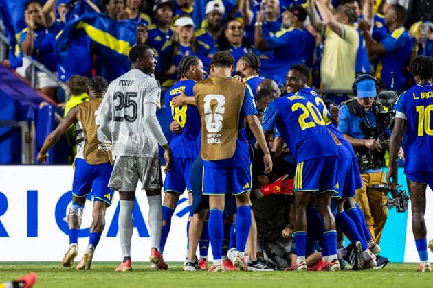 KANSAS CITY, MO - JUNE 20: Curacao celebrate a time during the FIFA World Cup, WM, Weltmeisterschaft, Fussball 2026 Group E match between Ecuador and Curacao on June 20, 2026 at the Kansas City Stadium in Kansas City, MO. (Photo by Nick Tre. Smith Icon Sportswire) SOCCER: JUN 20 FIFA World Cup 26 Group E - Ecuador vs Curacao EDITORIAL USE ONLY Icon2606200110