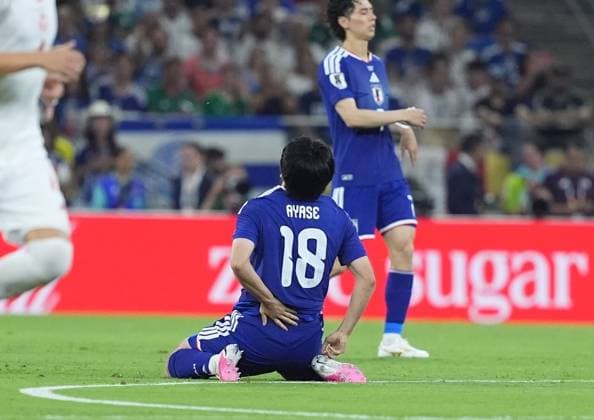 Tunisia v Japan - FIFA World Cup, WM, Weltmeisterschaft, Fussball 2026 - Group F MONTERREY, MEXICO - JUNE 20: Ayase Ueda (18) of Japan falls down during the 2026 FIFA World Cup First Stage Group F match between Tunisia and Japan at Estadio BBVA (Monterrey Stadium) in Monterrey, Mexico on June 20, 2026. Juancho Torres Anadolu Nuevo Leon Mexico. Editorial use only. Please get in touch for any other usage.  Copyright: x2026xAnadoluxJuanchoxTorresx