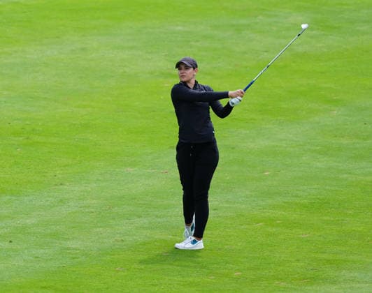 BELMONT, MI - JUNE 20: LPGA, Golf Damen golfer Ana Belac plays her second shot on the 16th hole on June 20, 2026, during the third round of the LPGA Meijer LPGA Classic for Simply Give at Blythefield Country Club in Belmont, Michigan. (Photo by Brian Spurlock Icon Sportswire) GOLF: JUN 20 LPGA Meijer LPGA Classic for Simply Give EDITORIAL USE ONLY Icon26062067