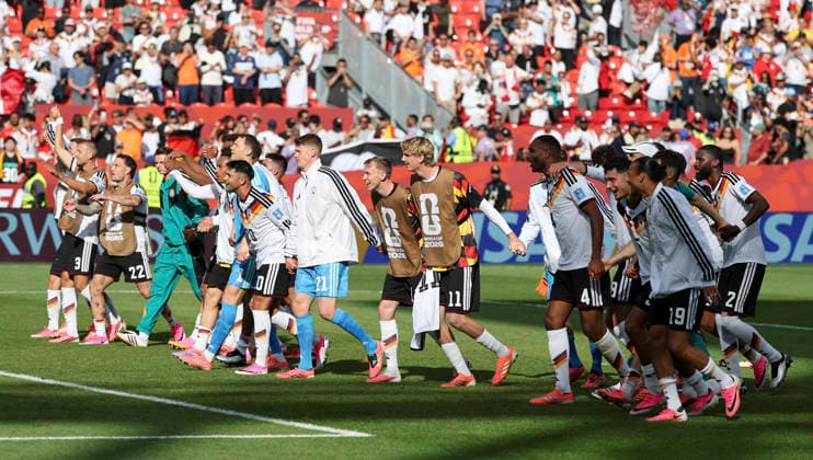 (260621) -- TORONTO, June 21, 2026 -- Players of Germany celebrate after the group E match between Germany and Cote d Ivoire at the 2026 FIFA World Cup, WM, Weltmeisterschaft, Fussball at Toronto Stadium in Toronto, Canada, on June 20, 2026. (Photo by Xinhua) (SP)CANADA-TORONTO-FOOTBALL-FIFA WORLD CUP-GROUP E-GER VS CIV ZouxZheng 