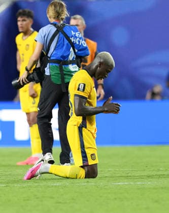 (260621) -- KANSAS CITY, June 21, 2026 -- Enner Valencia (front) of Ecuador reacts after the group E match between Ecuador and Curacao at the FIFA World Cup, WM, Weltmeisterschaft, Fussball 2026 at Kansas City Stadium in Kansas City, the United States, June 20, 2026. ) (SP)U.S.-KANSAS CITY-FOOTBALL-FIFA WORLD CUP-GROUP E-ECU VS CUW DuxYu 