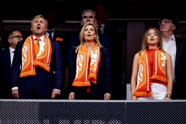 HOUSTON - King Willem-Alexander, Queen Maxima, and Princess Ariane in the stands during the 2026 FIFA World Cup, WM, Weltmeisterschaft, Fussball Group F match between the Netherlands and Sweden at Houston Stadium on June 20, 2026, in Houston, United States. ROBIN VAN LONKHUIJSEN ANP FIFA World Cup 2026 group stage 2026 xVIxANPxSportx xxANPxIVx 561562207 originalFilename: 561562207.jpg